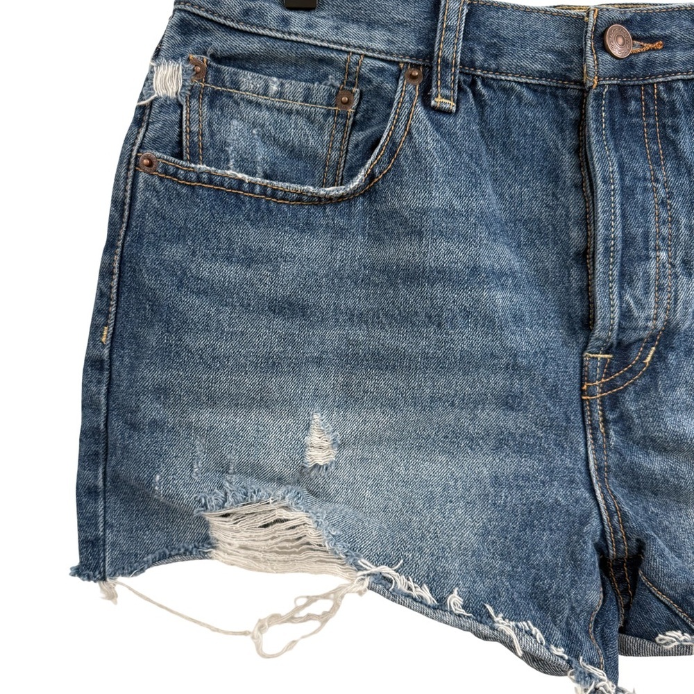 We The Free Blue Distressed Jean Shorts - Picture 3 of 9